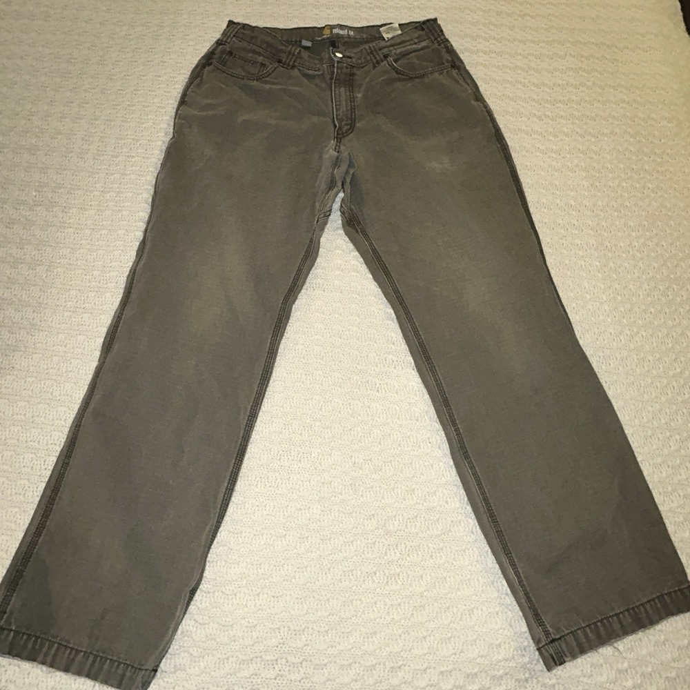 Carhartt Men's Relaxed Fit 36x32 Pants Gray Green
